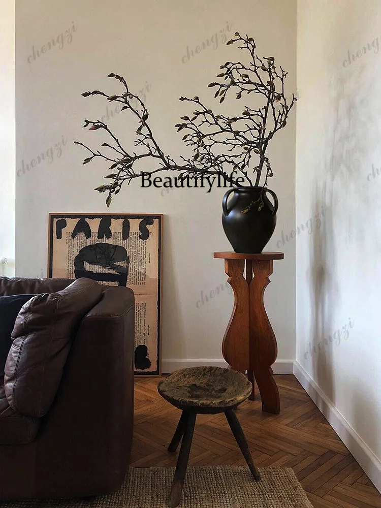 Shape solid wood flower stand base, sofa side, floor shelf, flower corners, decorative ornaments