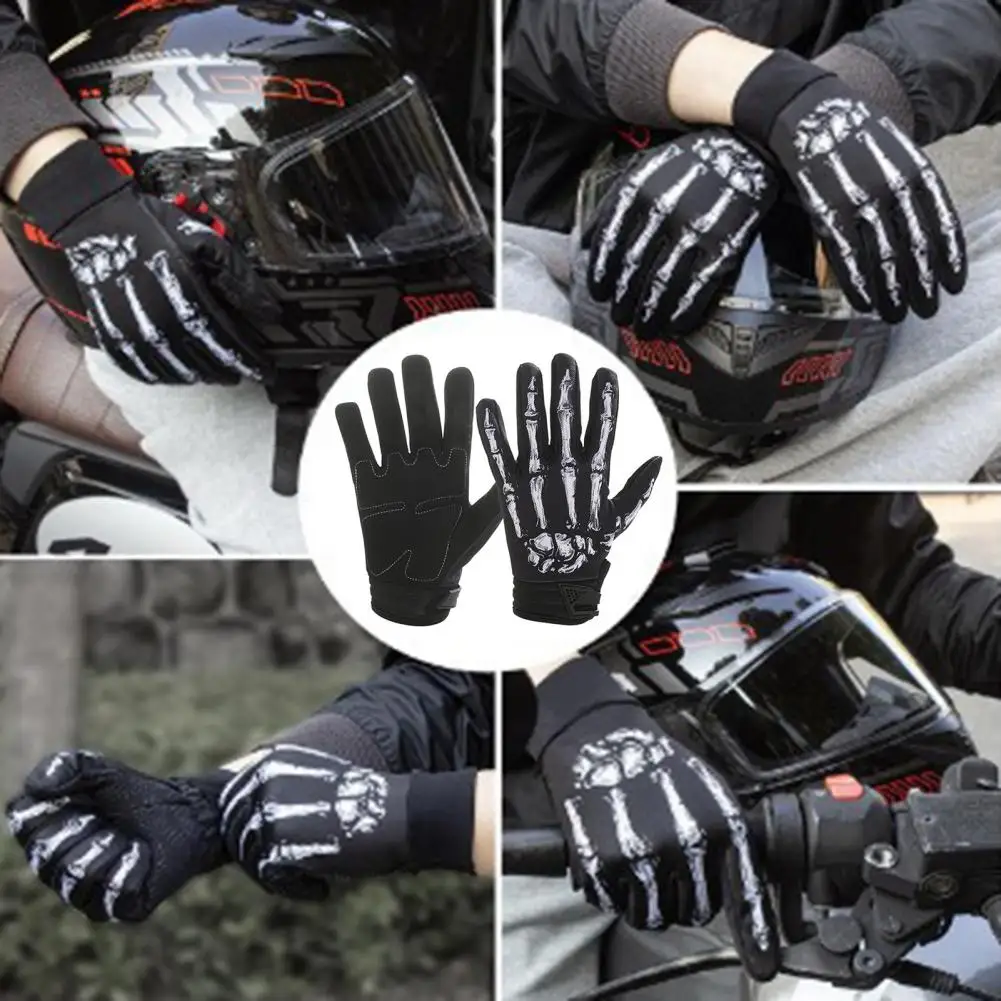 

Cycling Gloves Men Tear-resistant Impact Protection Motorcycle Gloves Skeleton Pattern Touchscreen for Men for Mountain