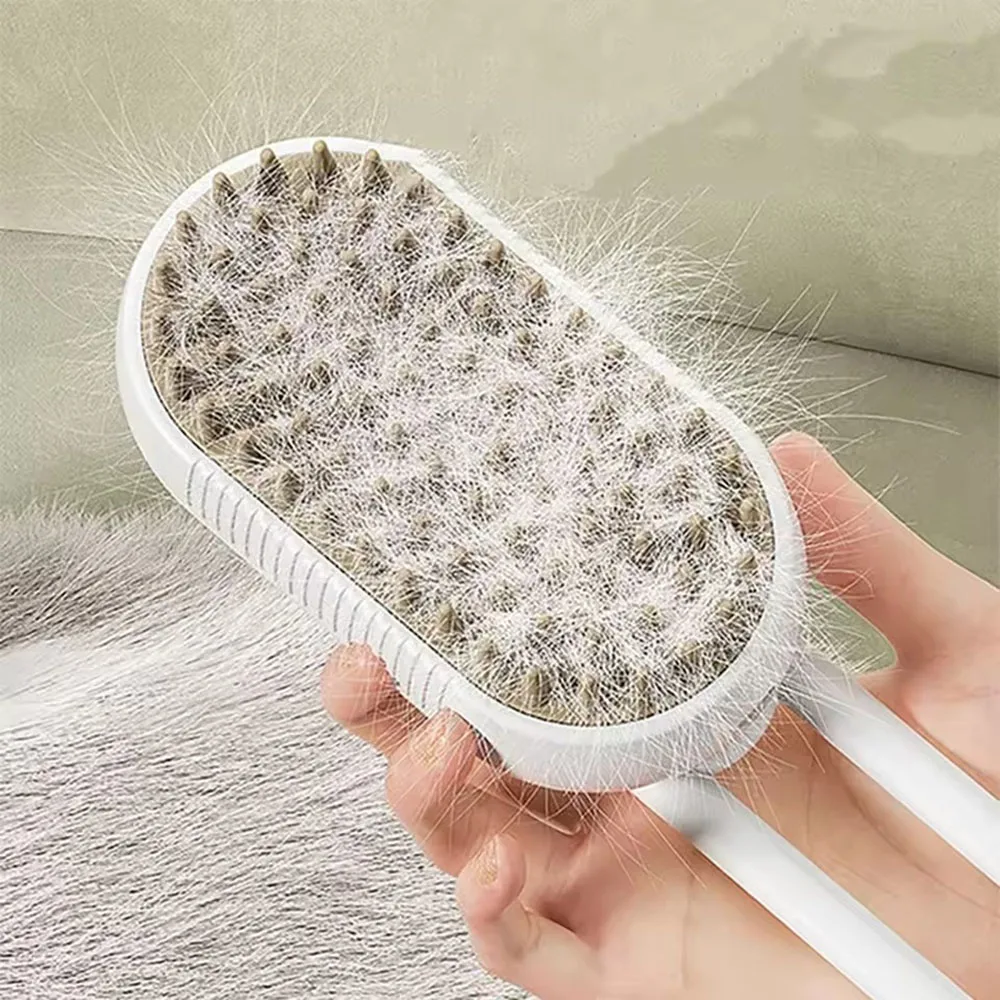 Cat Dog Pet Spray Massage Brush 3 in 1 One Button Steam Spray Folding Rotatable Floating Hair Bath Hair Removal Brush Comb