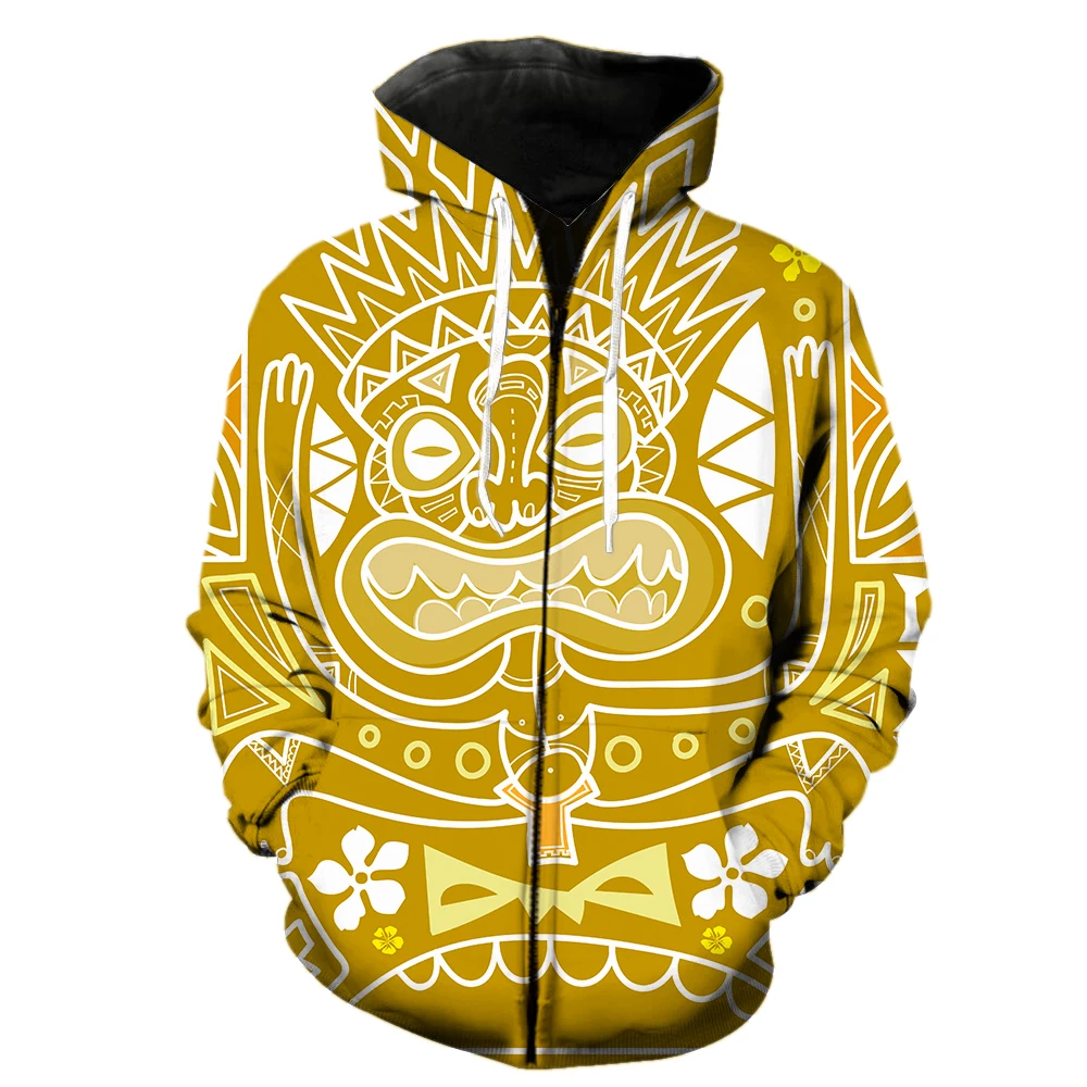 Tropical Island Hawaiian Style Men's Zipper Hoodie Fashion Casual 3D Print Cool Sweatshirts Unisex Harajuku Oversized Streetwear