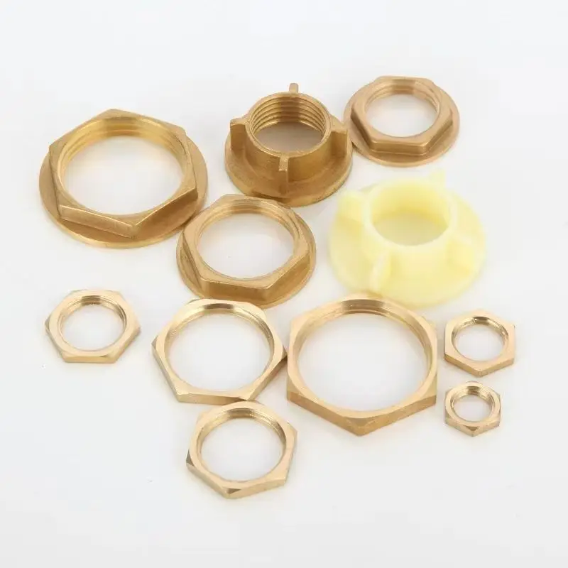 DN15 Copper Female Tooth Locking Nut 1/2'' Base Fixed Flange Hexagon Nut Water Tap Pipe Connector for Bathroom Kitchen Hardware