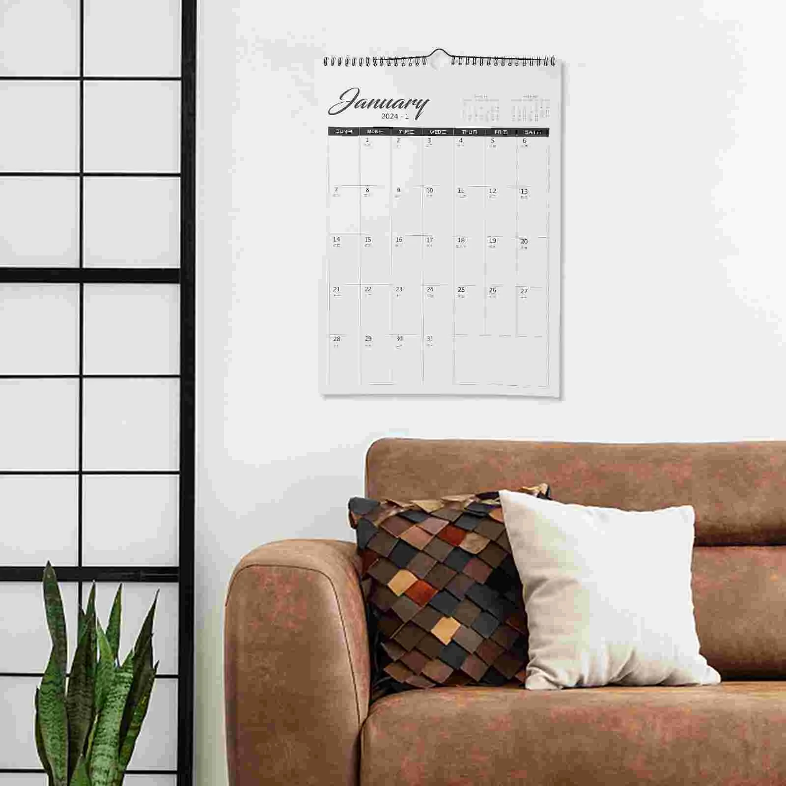 2024 Wall-mounted Calendar A3 Planner Work Punch (Happiness Edition) (20239-202412) Small Hanging Household Delicate Dating