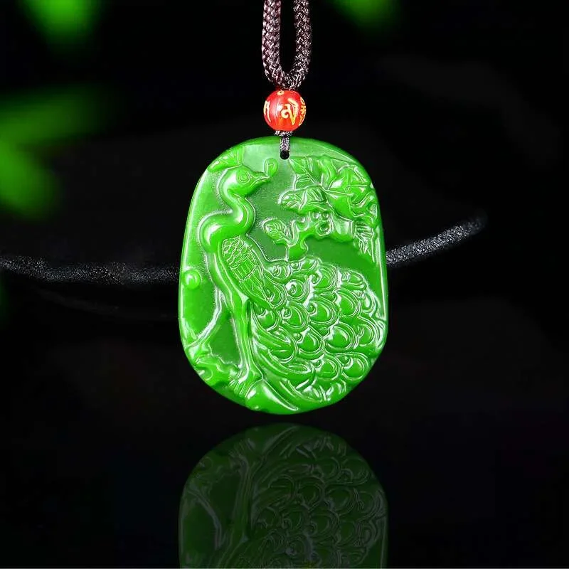 

Jade Peacock Necklace Pendant Gifts for Women Man Amulet Natural Men Jadeite Luxury Vintage Gift Stone Accessories Jewelry