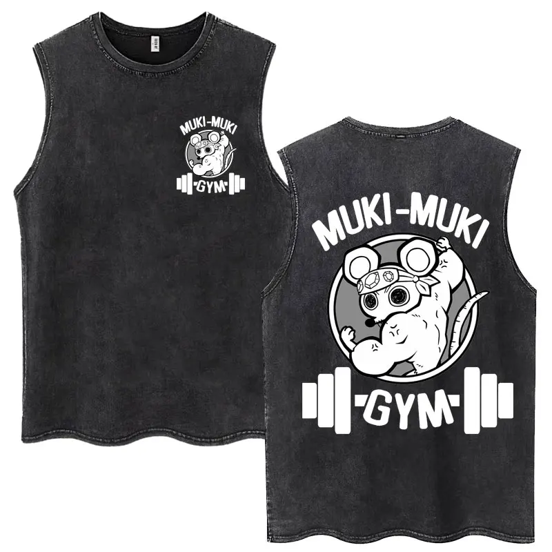 

Anime Demon Slayer Washed Tank Tops Harajuku Manga Uzui Tengen Sleeveless T Shirts Men Women Loose Casual Cotton T-shirts Male
