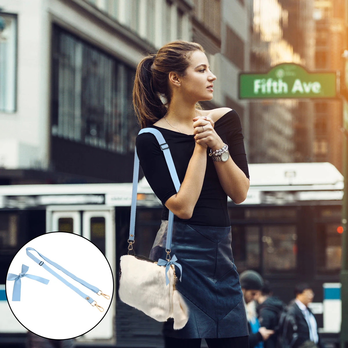 

1 pc Metal Bag Strap Cellphone Lanyard Adjustable Purse Shoulder Replacement Strap Durable Stylish Detachable Bow Wide Use