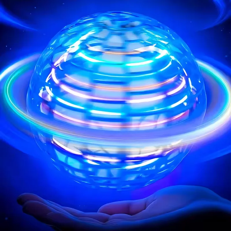 Fun Hand‑Controlled Flying Ball Color LED 360° Rotating Suspension Toy Indoor Outdoor Interactive Flying Toy For Adults Gift
