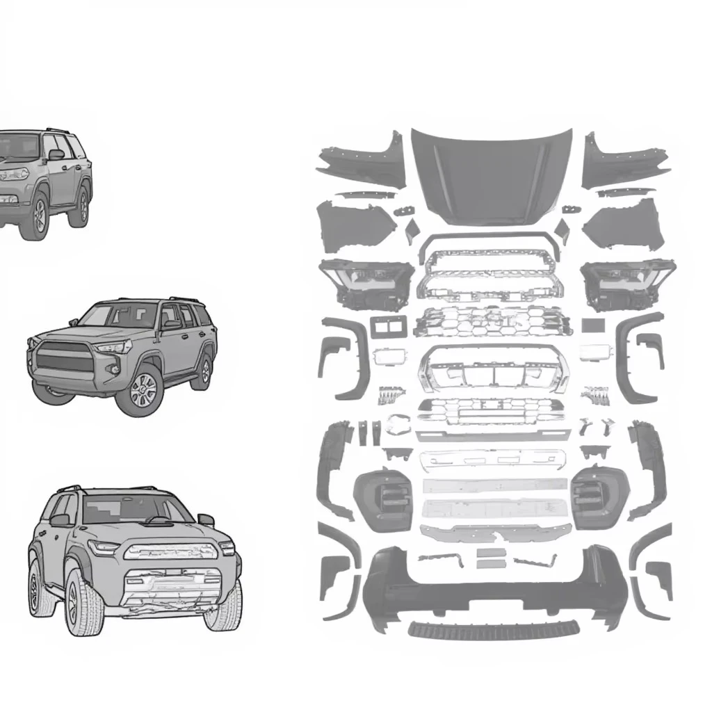 STLF New Version Fit 4 Runner 2009- ABS Material Bodykit Surround Protection Anti-Scratch Bumper Front Lip Rear Lip Side Skirt
