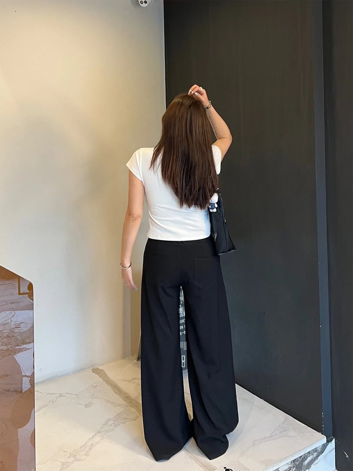 

TUOA Low Waist Wide Leg Pants Women's Casual Loose Drapey Versatile Spring Autumn Long Trousers Slimming Floor-Length