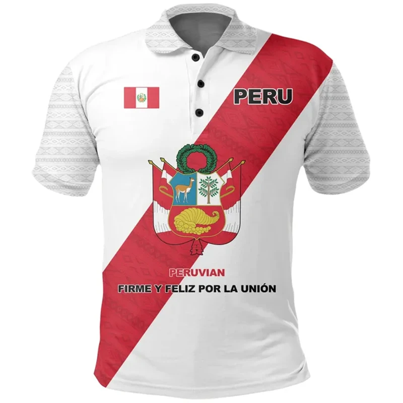 Peru Country Flag 3d Printing Men's Polo Shirts Short Sleeve Tee Male Casual Tops Summer Lapel Tee Graphic T-shirts Streetwear
