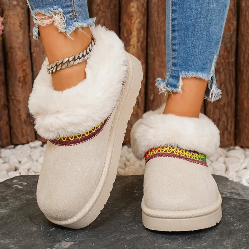 

Плюшевые женские зимние сапоги. Новинка 2023 года. Зимние короткие сапоги для женщин. Роскошные плюшевые дизайнерские туфли на толстой подошве. Уличные женские сапоги.