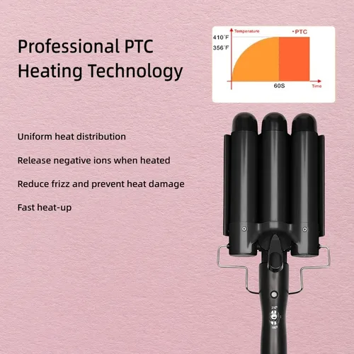 Imagen 2 del producto Herramientas profesionales para el cabello, rizador de pelo de Triple barril de cerámica, rizador de pelo, herramientas de estilismo, rizadores de pelo para belleza