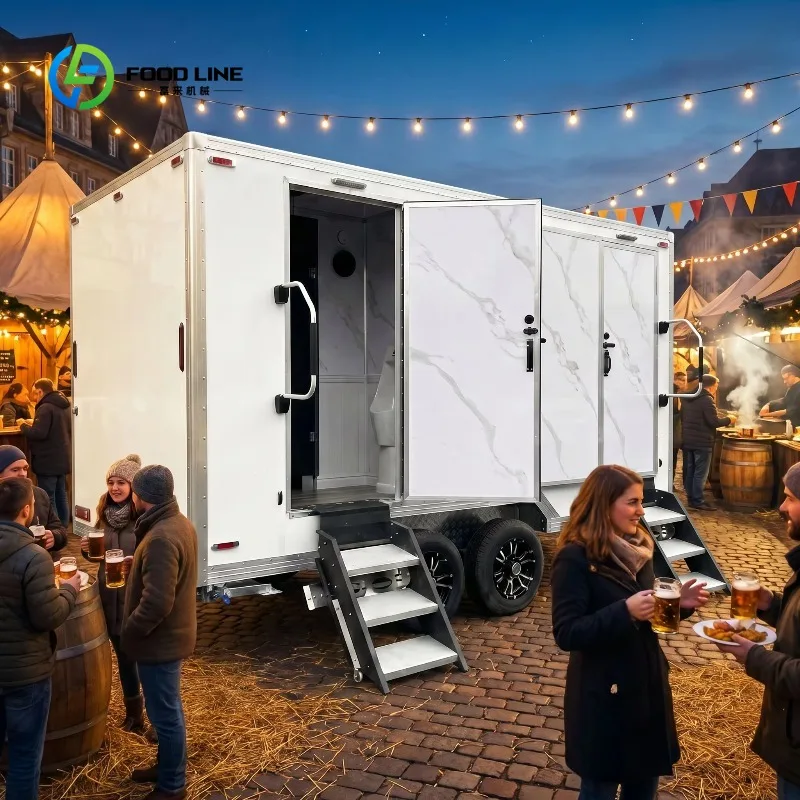 US Market Two-compartment mobile toilet Trailer toilet with VIN number for outdoor concert rentals