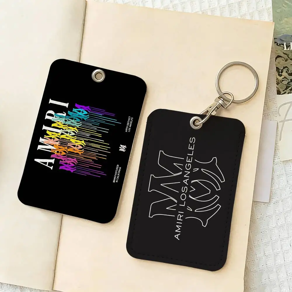 Porta Tarjetas de Diseño de Lujo A-Amiri, Fundas Protectoras para Tarjetas de Identificación Estudiantil, Porta Tarjetas de Acceso al Campus, Llavero Antipérdida