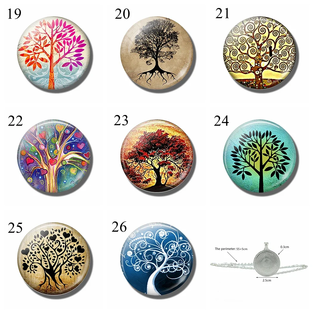 Fashion Tree of Life Necklace Vintage Art Photo Pendant Glass Cabochon Jewelry Life Tree Necklaces Party Gifts Dropshipping