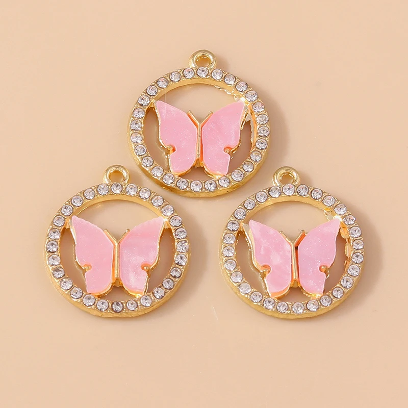 20pcs 16x18mm Cute Crystal Flying Butterfly Charms Pendants for Jewelry Making Necklaces Earrings Bracelets DIY Crafts Supplies