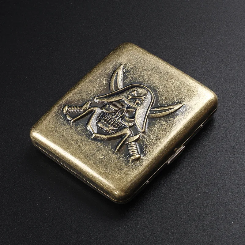 Thickened Metal Flip Open Relief Cigarette Box Portable Copper Cigarrett Case Pocket for Smoking Accessories
