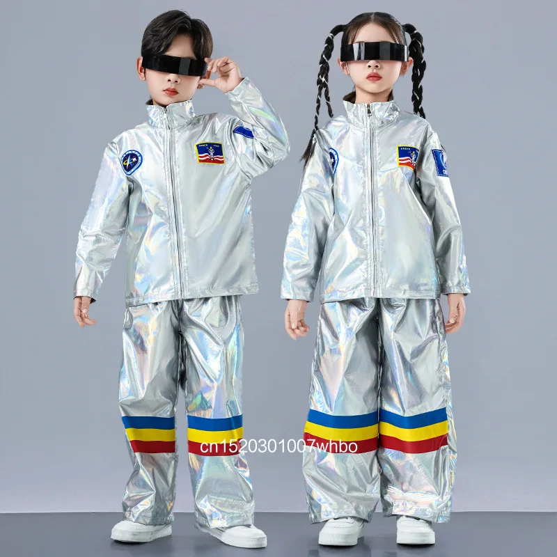Children Jazz Dance Dynamic Set Technology Sense Space Suit Robot Children's Clothing Shining Street Dance Performance Clothing