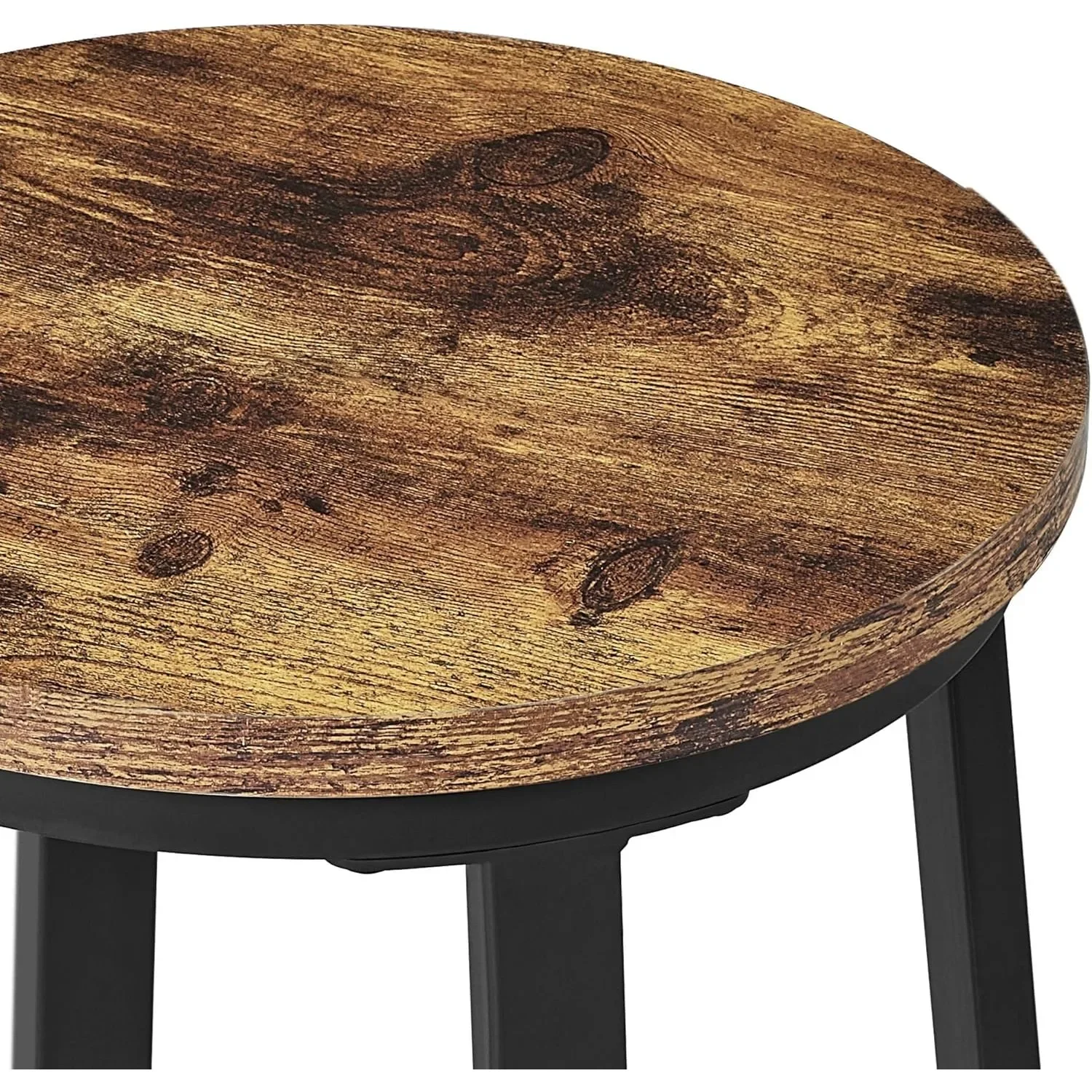 Banco de bar estilo industrial de 24", banco redondo marrom sem encosto com pernas e apoio para os pés de metal resistente, para bar, pub, caverna masculina