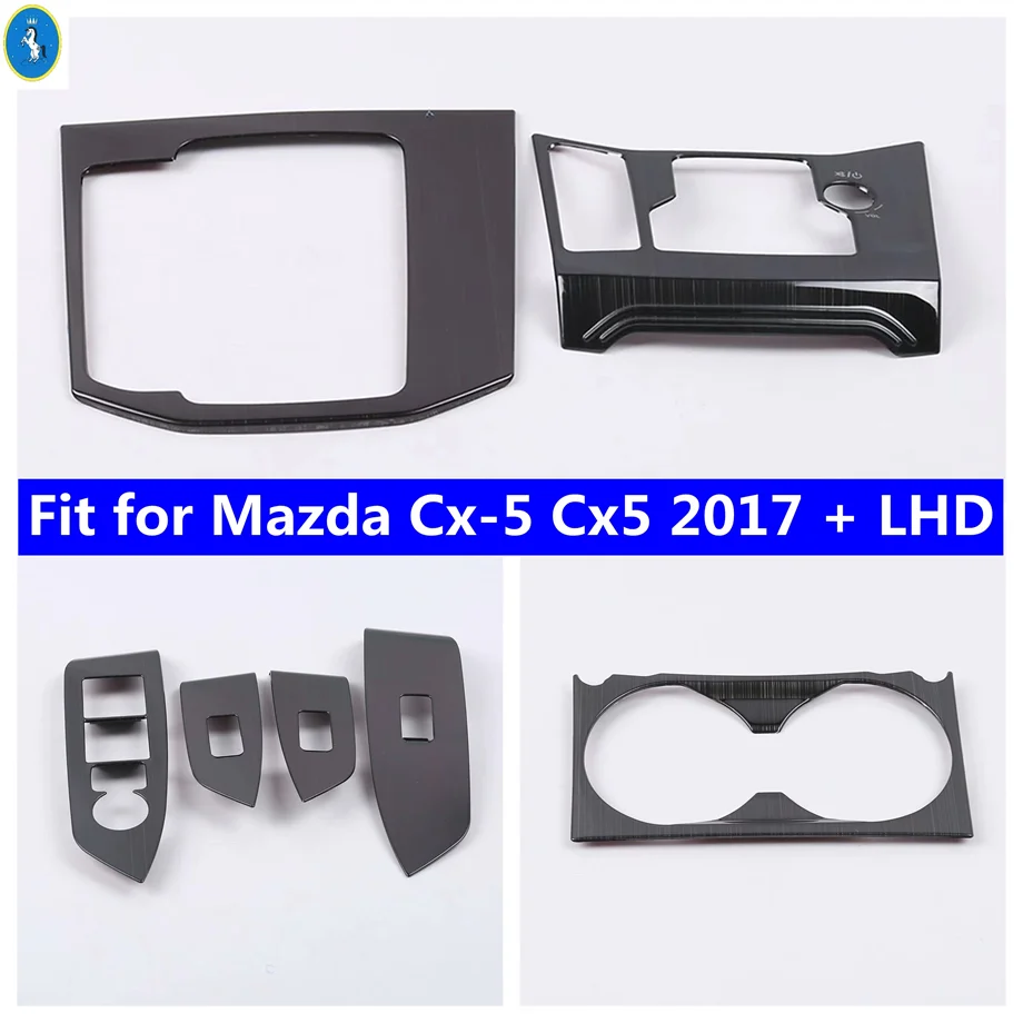 

Black Brushed Style Water Cup Holder/Shift Box Frame/Window Lift Button Cover Trim For Mazda CX-5 CX5 2017 - 2022 Accessories