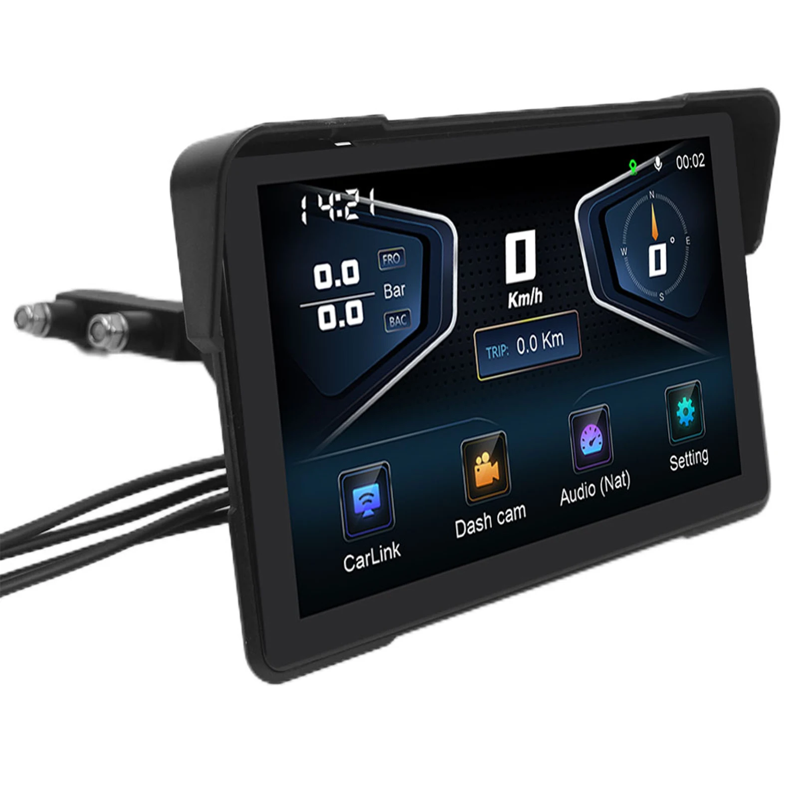 For EO:F93 motorcycle infotainment system 7-inch touch screen 1080P resolution loop recording with GPS trajectory rear BSD V4.0