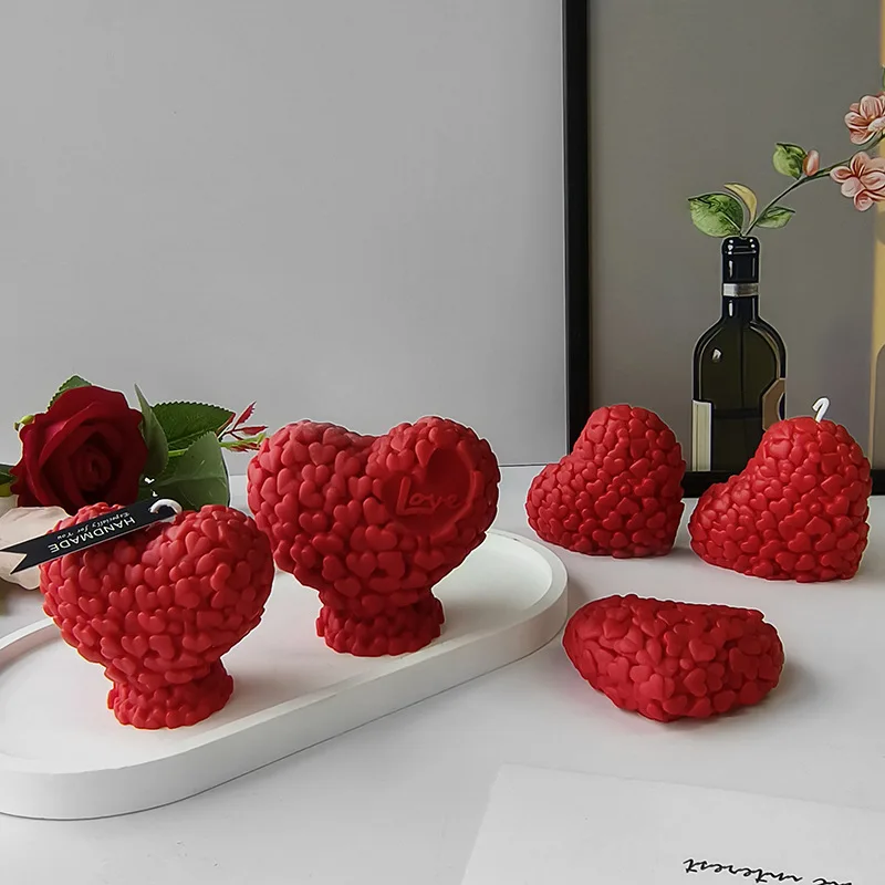 Valentine\'s Day Love Rose Silicone Candle Mold 3D Love Flower Chocolate Cake Fudge Making DIY Soap Gypsum Resin Crafts Molds