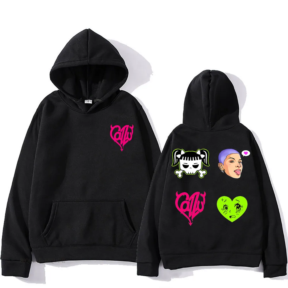 Cazzu LA CUEVA Hooded Graphic Printing Fashion Hip Hop Sweatshirt Long-sleeved Fleece Punk Clothes Moletom Aesthetic Pullovers