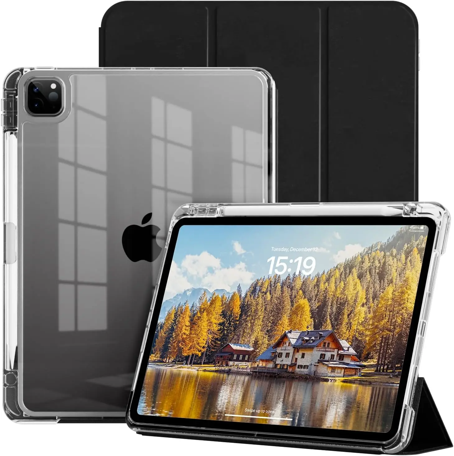 Clear Crystal Tablet Case With Pen Slot For iPad Pro 11 inch 2018 2020 2021 2022 PU Leather Flip Magnetic Stand Cases