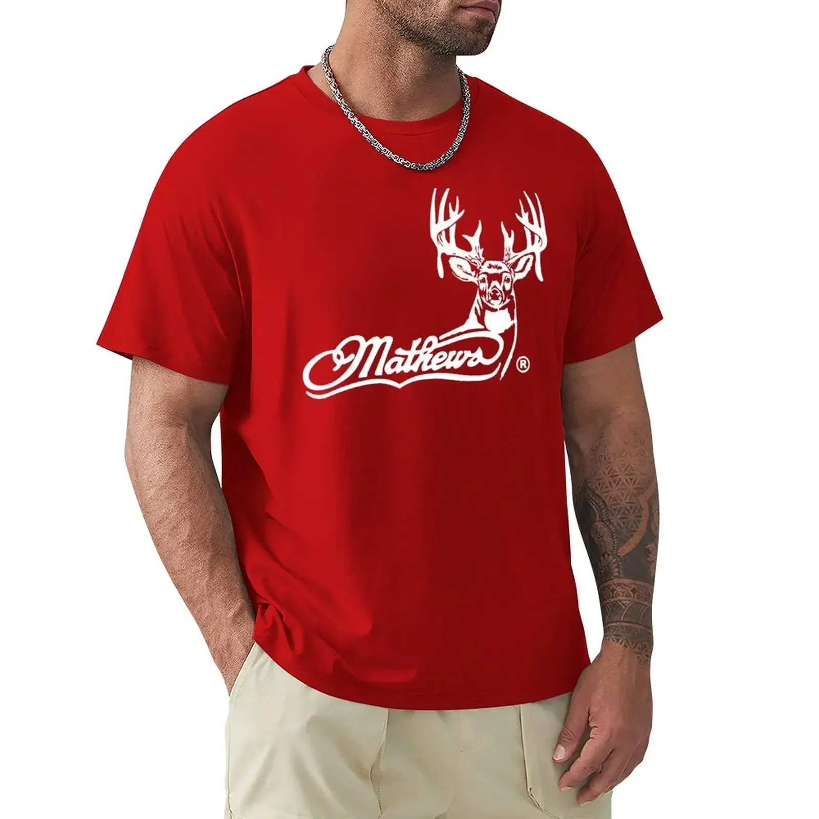 Mathews Archery Deer T-Shirt blacks korean fashion mens white t shirts 2024 heavyweight round neck cotton new arrival summer hot image 6