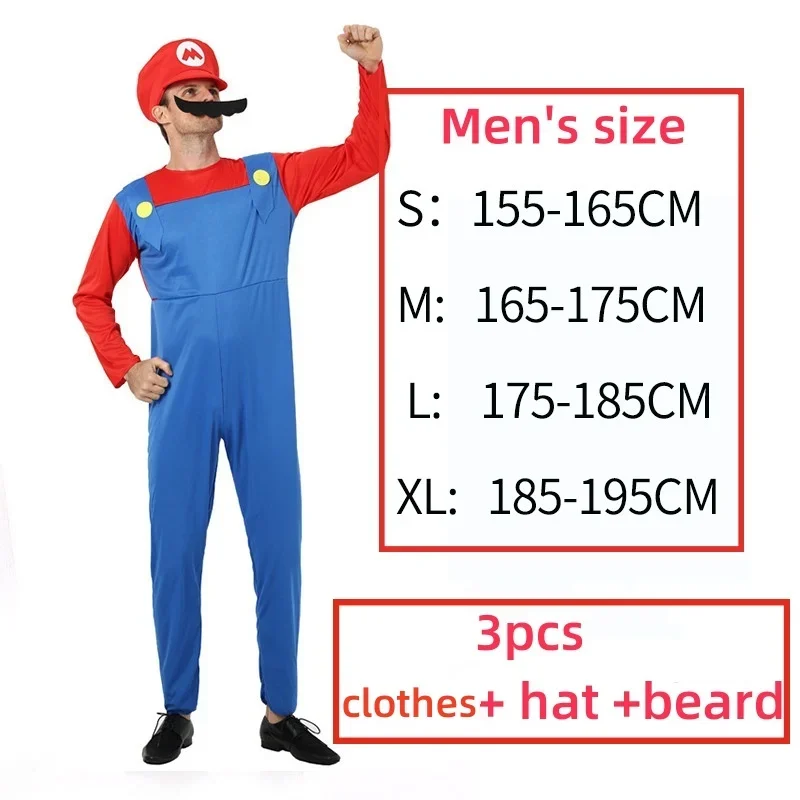 بذلة تنكرية سوبر لويجي ماري براذرز ، لعبة أنيمي للأطفال ، زي هالوين العائلي ، فستان حفلة فاخر ، رجال ونساء