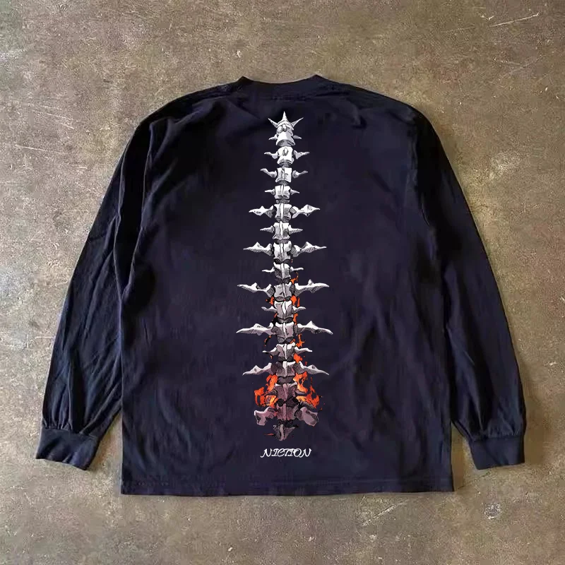 Long Sleeve 310 Pure Cotton Men's T-Shirt Upward Hero Non-Light American Style Couple's T-Shirt Youth Loose Fit Printed Tee