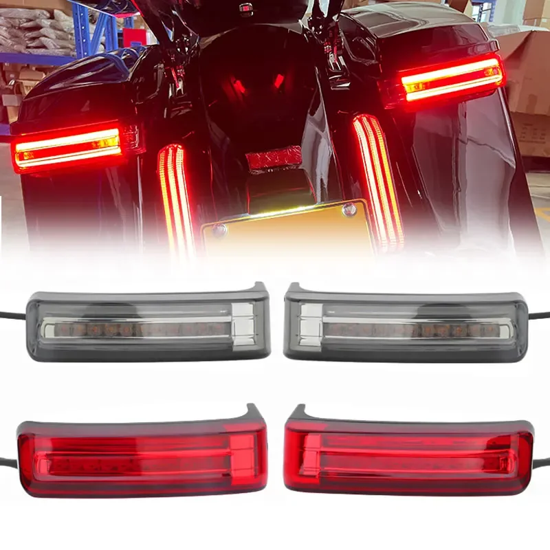 Motorcycle Turn Signals Luggage Saddlebag Rear Light Led Tail Lights Taillights For Harley Touring Street Glide Road King 97-22