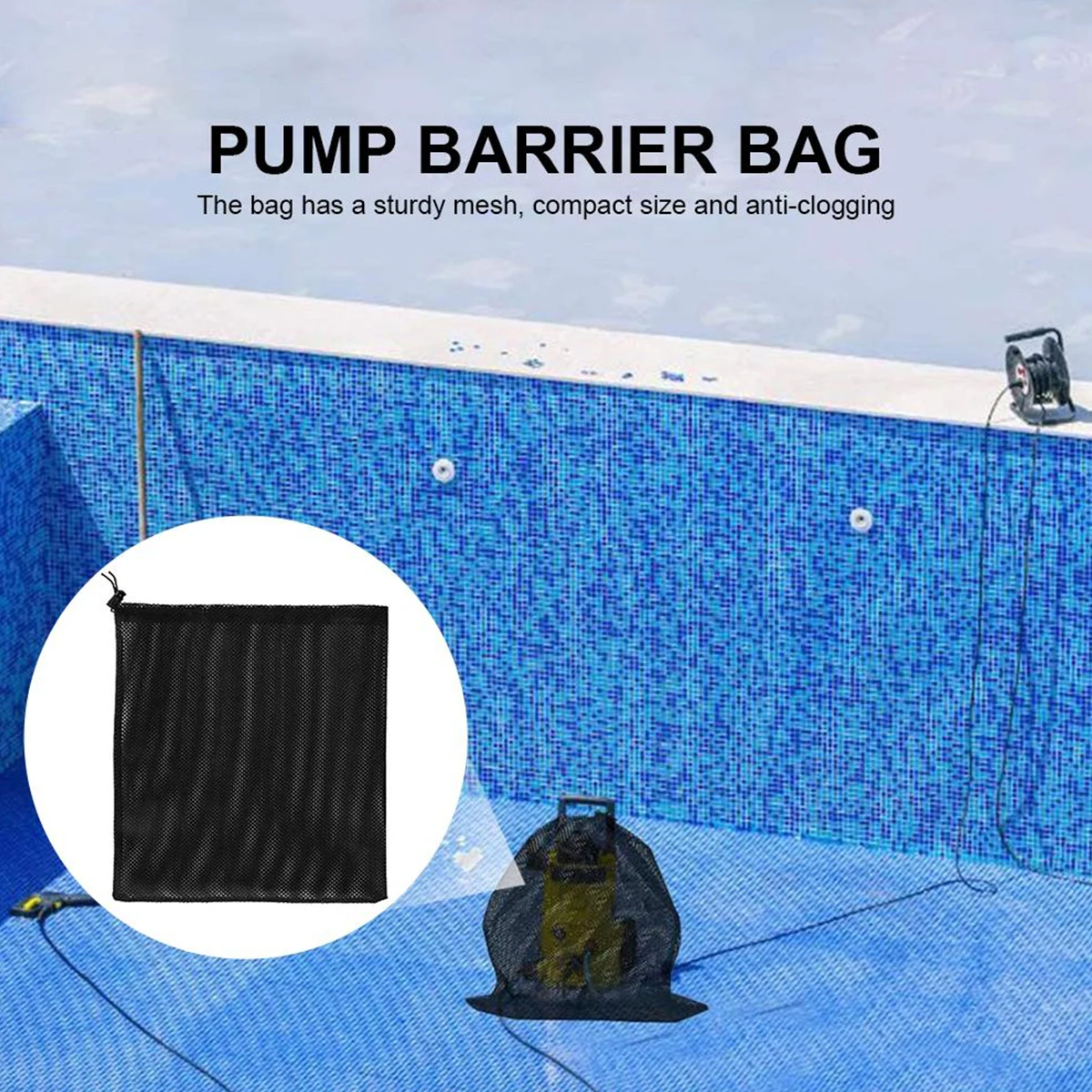 Water Pump Filter Mesh Bag Anti-clog Barrier Protector with Drawstring Reusable Filter Pond Biological leaf Rubbish