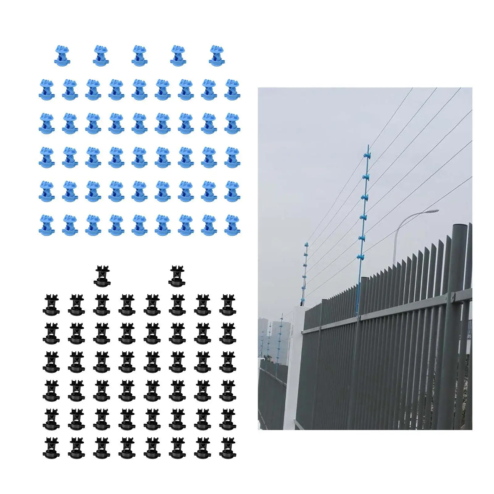 

50x Electric Fence Insulators for 9.5mmdiameter Middle Rod Clips DIY Rod Accessories Wire Holding Clips for Livestock Pasture