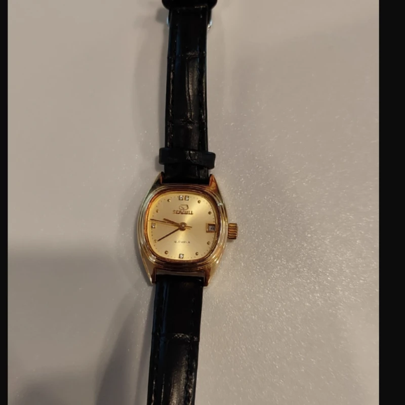 

Брендовые часы Seagull с квадратной желтой оболочкой и желтой поверхностью, одинарный календарь, ручные механические женские часы, бесплатный ремешок