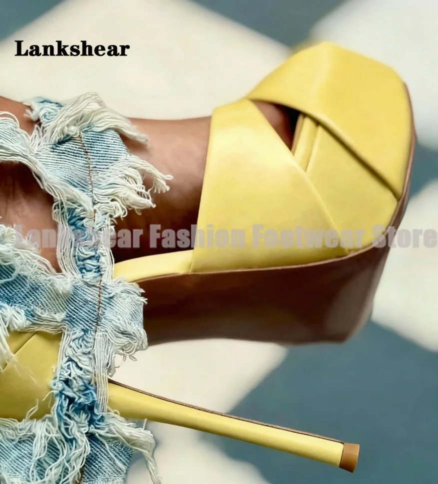 

Platform Cross Strap Stiletto Heels Mules Slippers Women Shoes Summer Round Toe Slip-On Slippers Sandalias De Mujer Verano