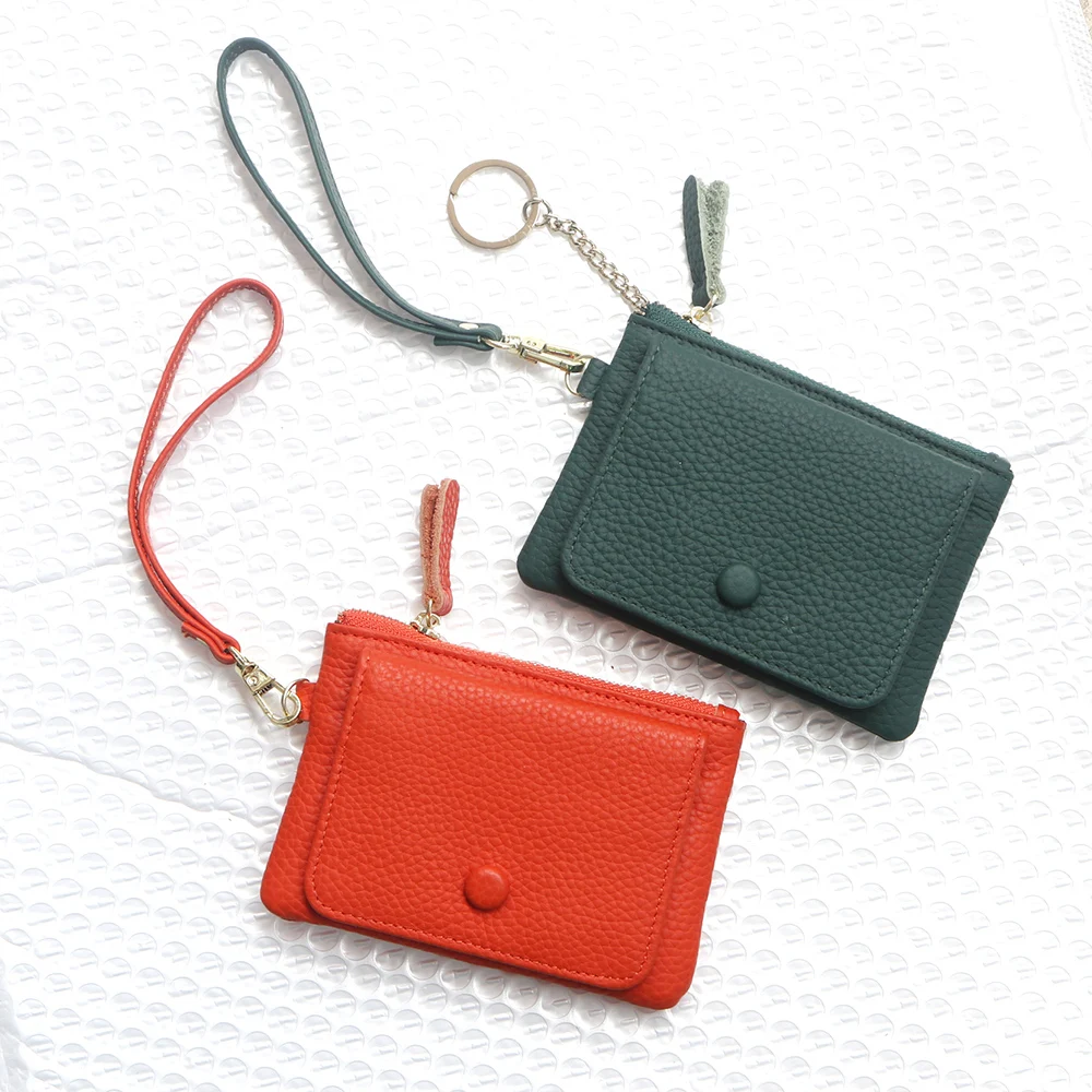 Benutzer definierte Buchstaben Frauen Münz geldbörse Echt leder Dame Schlüssel bund Karten halter kleine Lanyard Brieftasche personalisieren Name Reiß verschluss Armband Tasche – Detail 4
