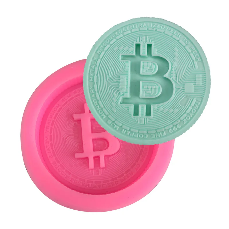 1/3pcs Currency Logo Soap Candle Drip Mold Bitcoin Chocolate Mold Silicone Easy Release Cake Baking Decoration Tools
