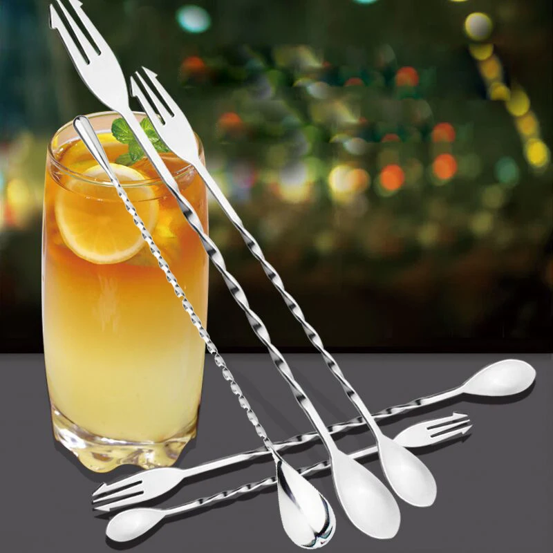 Stainless Steel Bar Spoon Cocktail Shaker Mixer Wine Martini Boston Shaker For Bartender Party Drink Stirrer Bar Tools Break Ice