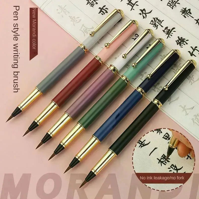 Fountain Pen Type Calligraphy Brushes Metal Frosted Fountain Pen Soft Weasel Hair Signature Pen Business Office School Writing