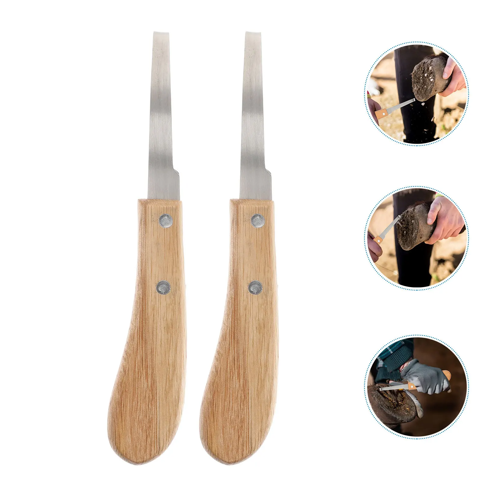 

2pcs Stainless Hoof Cutter Wooden Handle Durable Horse Horseshoe Repairing Cutter Cattle Sheep Foot Trimmer Farming Supplies