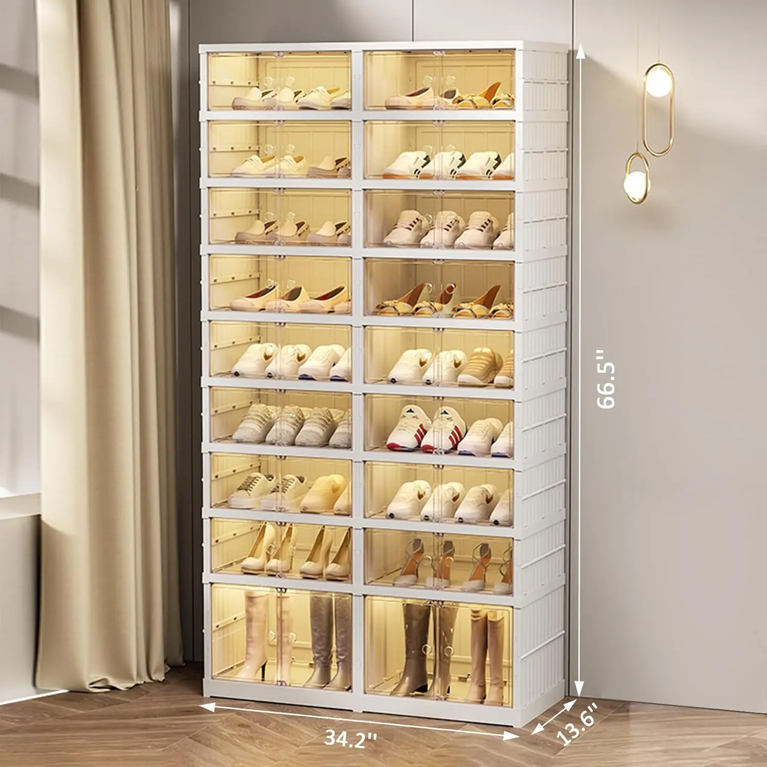 Foldable Shoe Storage Nine Levels Holds Thirty Six Pairs Wide