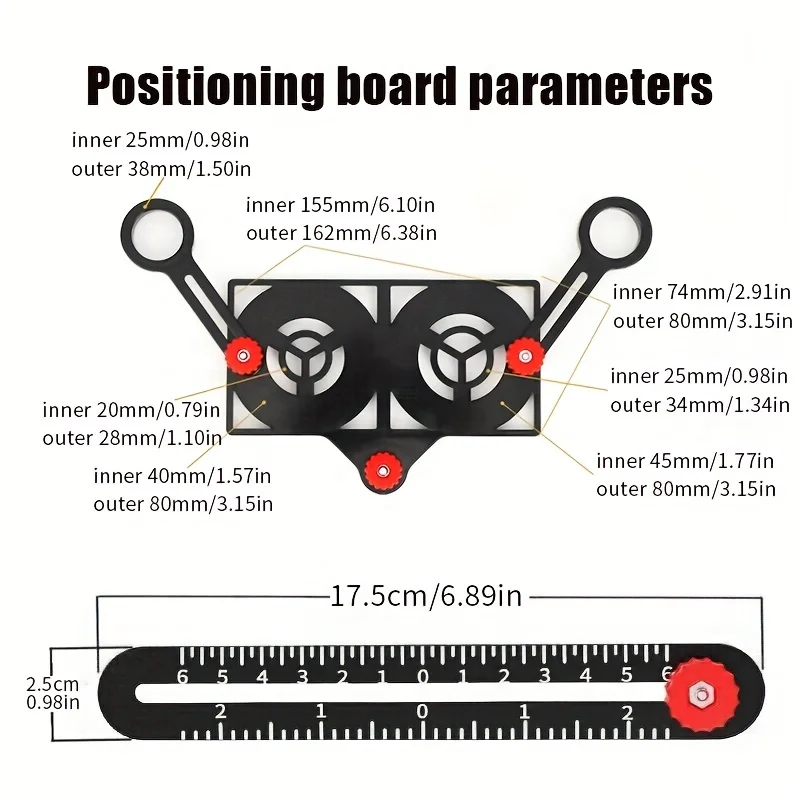 12/9/6 Fold Set Aluminium Alloy Angle Ruler Finder Measuring Ruler Perforated Mold Template Tool Locator Drill Guide Tile Hole