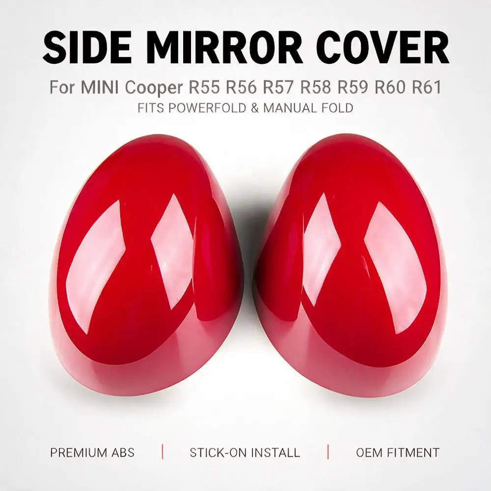 For MINI Cooper R55 R56 R57 R58 R59 R60 R61 2007-2016 ABS Checkered Mirror Caps Cover Powerfold Manualfold Stick-on