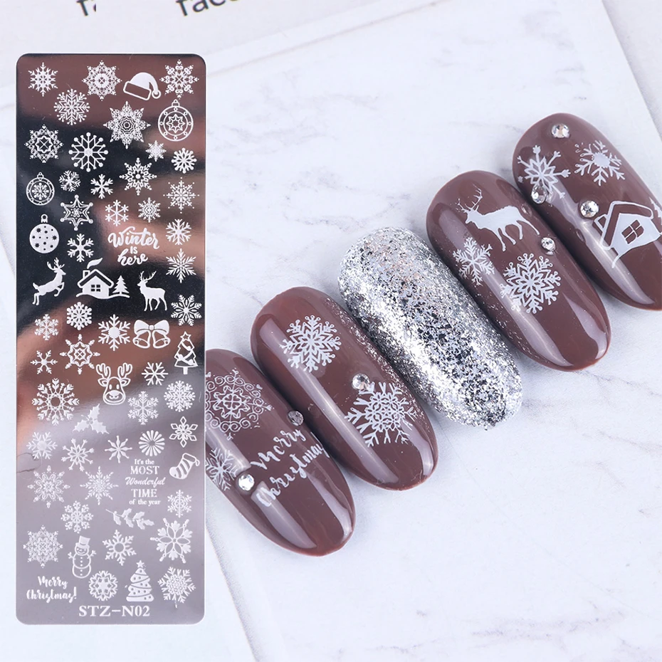 1 Set Nail Art Stamp Plates Nail Polish Print Leaf Flower Dreamcatcher Snowflake Christmas Stamper Scrapper Sponge JISTZN01-12-2