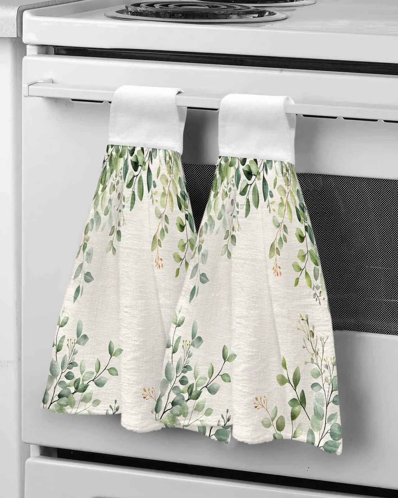 

Eucalyptus Leaf Linen Sole Hand Towel Bathroom Supplies Soft Absorbent Towel Kitchen Accessories Cleaning Dishcloths