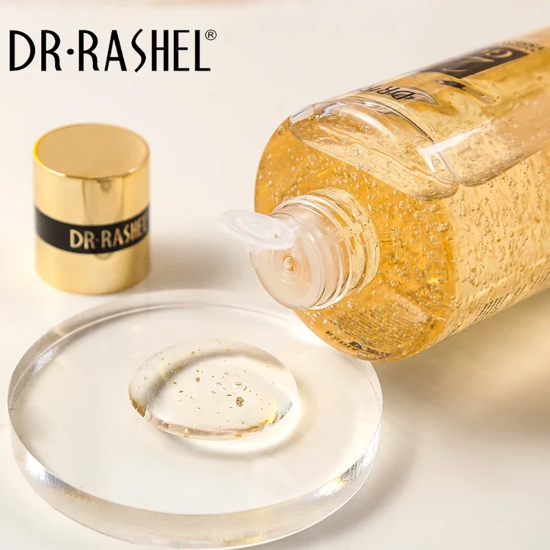 DR.RASHEL 24K Gold Facial Essence Toner Shrink Pores Moisturizing Anti Aging Wrinkle Brighten Skin Care Water Face Serum 300ml