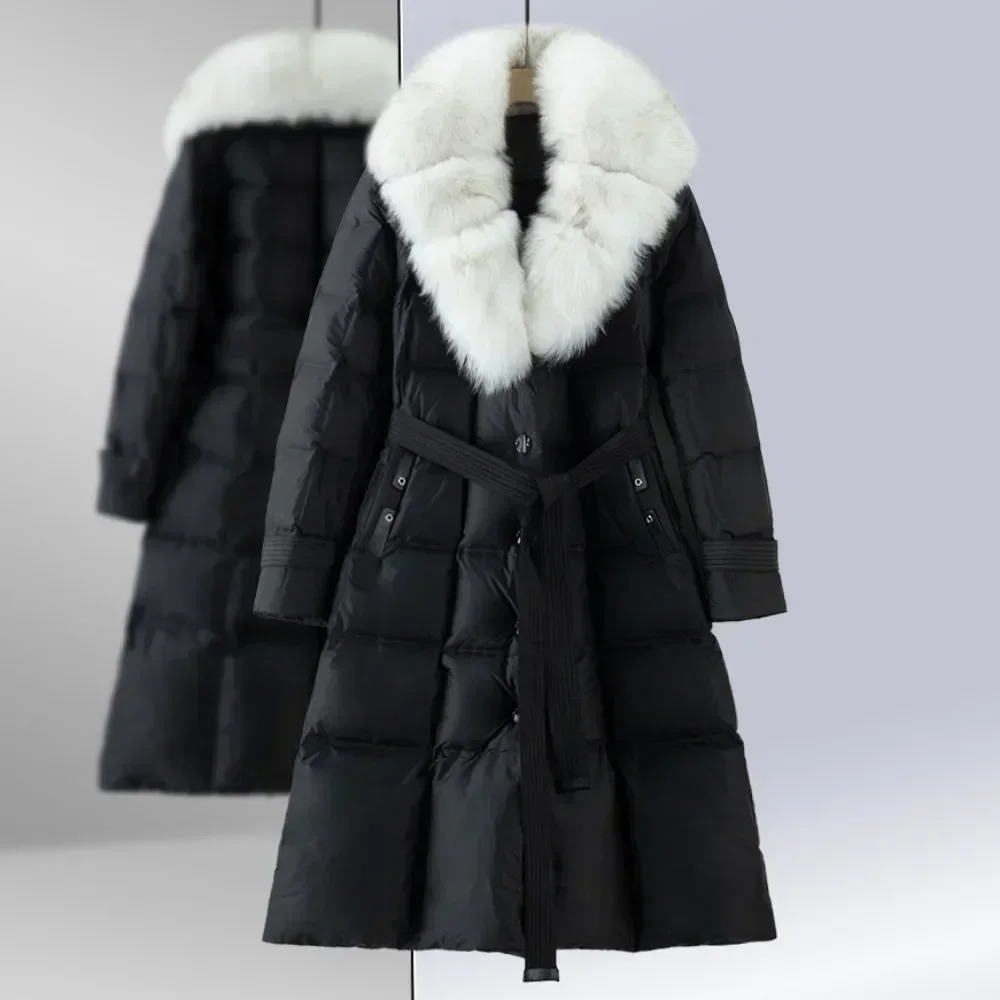 Fashionable Casual Outerwear Fur Jacket Winter New European Fur Coat White Goose Down Jacket Ladies Real Fox Fur Coat Wome