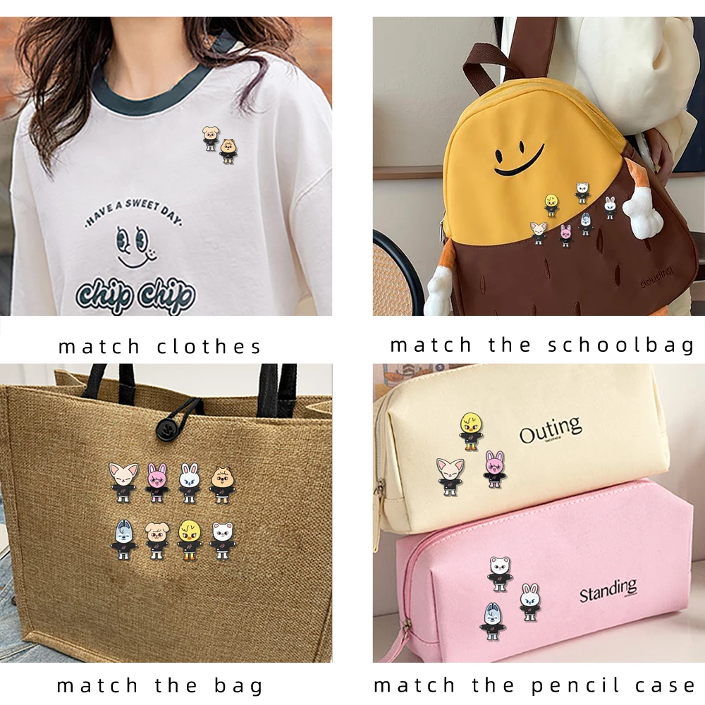 Niedliche Stray Boys WolfChan Tier-Charakter Emaille-Anstecknadel, modischer Kpop STAY Fan-Schmuck, Rucksack-Dekorationsnadel – Detail 9