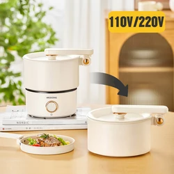 110V 220V elektryczny gar do gotowania składany Hotpot 2L Multicooker smażona patelnia ryżowar nieprzywierająca patelnia elektryczna do podróży