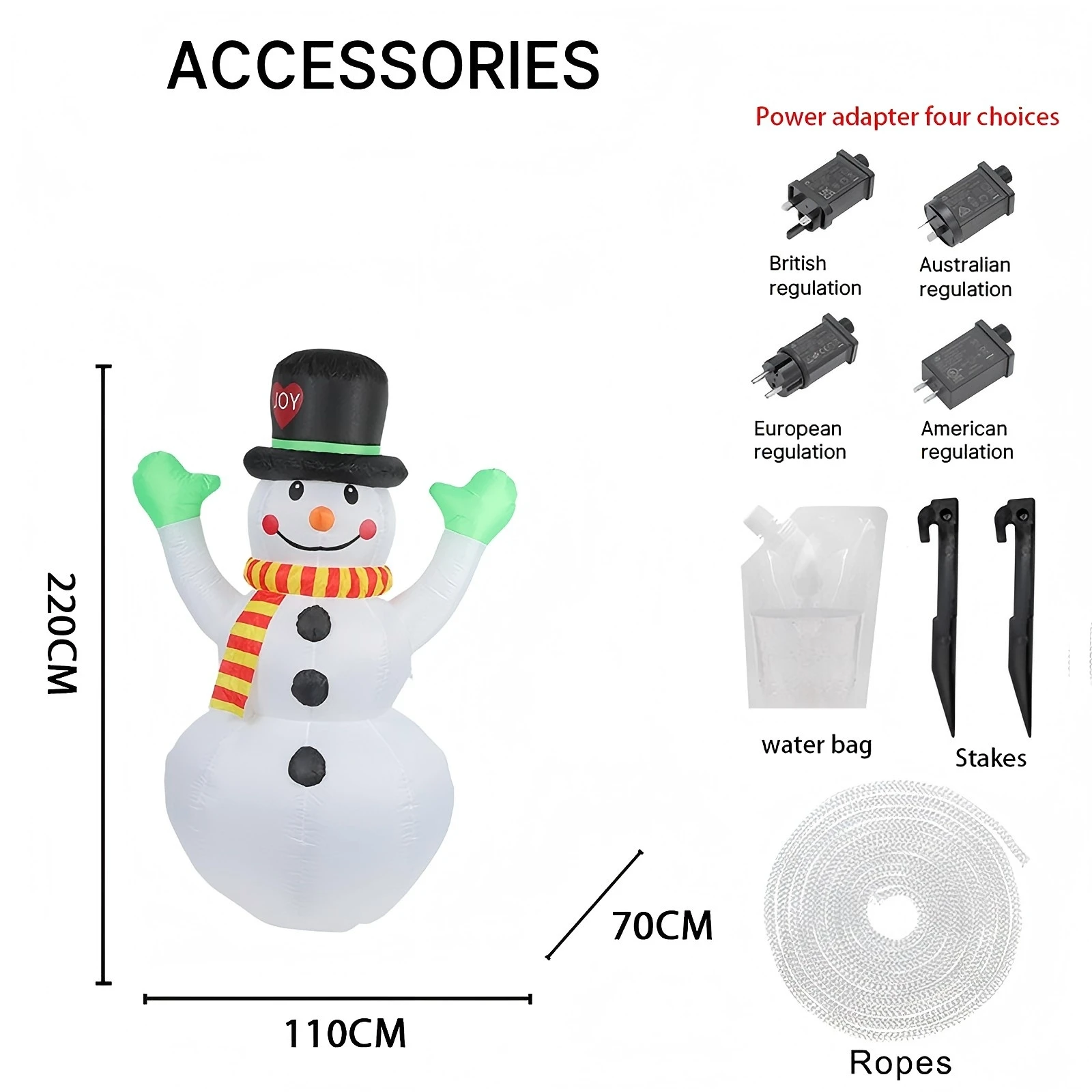 7,22 Fuß aufblasbarer Spielzeugschal Schneemann mit LED-Licht Weihnachten Hof Rasen Party Dekoration Weihnachten Home Supplie Ornamente Festliches Geschenk